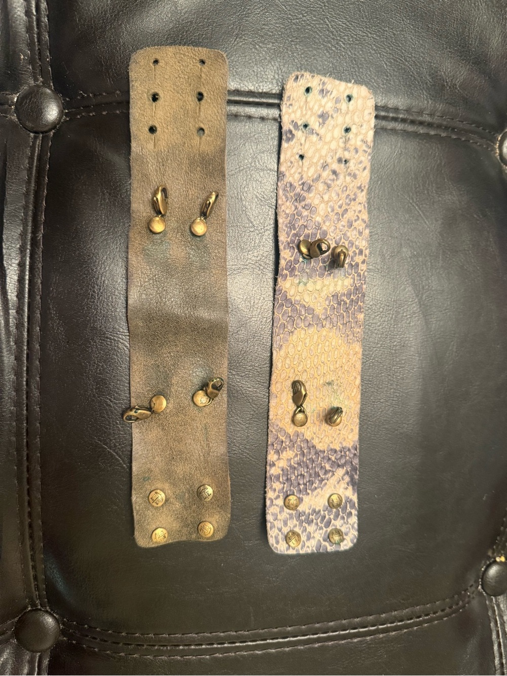Lenny & Eva Snake-Print Taupe Leather Cuff $100 Anthropologie